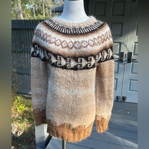 Super Soft Alpaca Wool Mohair Geometric Pattern Open Neck Sweater~ Beautiful 🌸🌸🌸